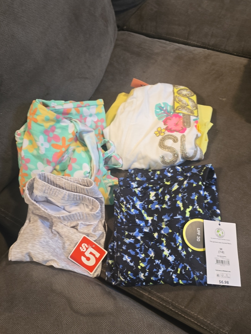 Cynthia Rowley Kids Set 4-Pieces Mix: Mint Floral, Navy Pattern, White & Gray